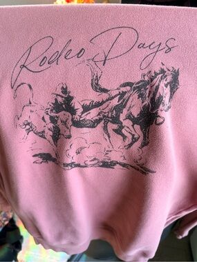 Oat Collective Rodeo Days Pink Graphic Crewneck Sweater